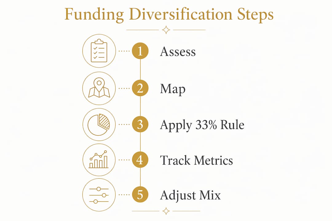 Infographic illustrating funding diversification steps