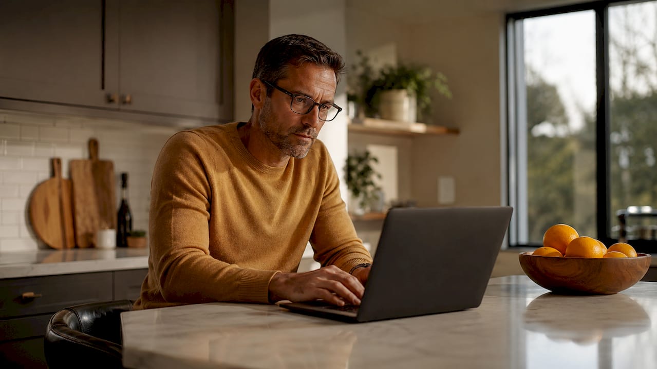 Man setting up automated email marketing