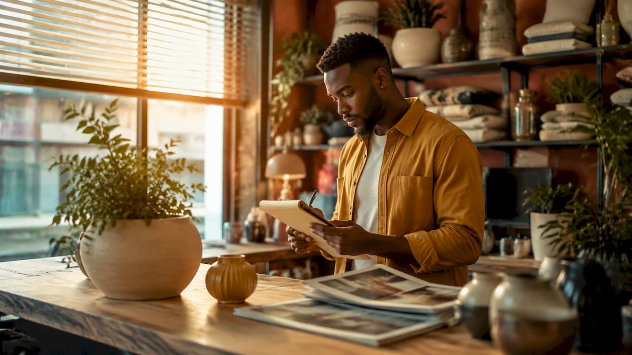 Small business owner managing financial growth
