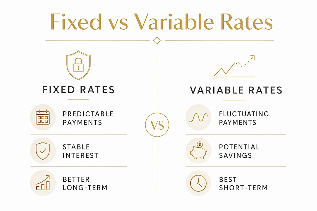 Infographic comparing fixed and variable business loan interest rates