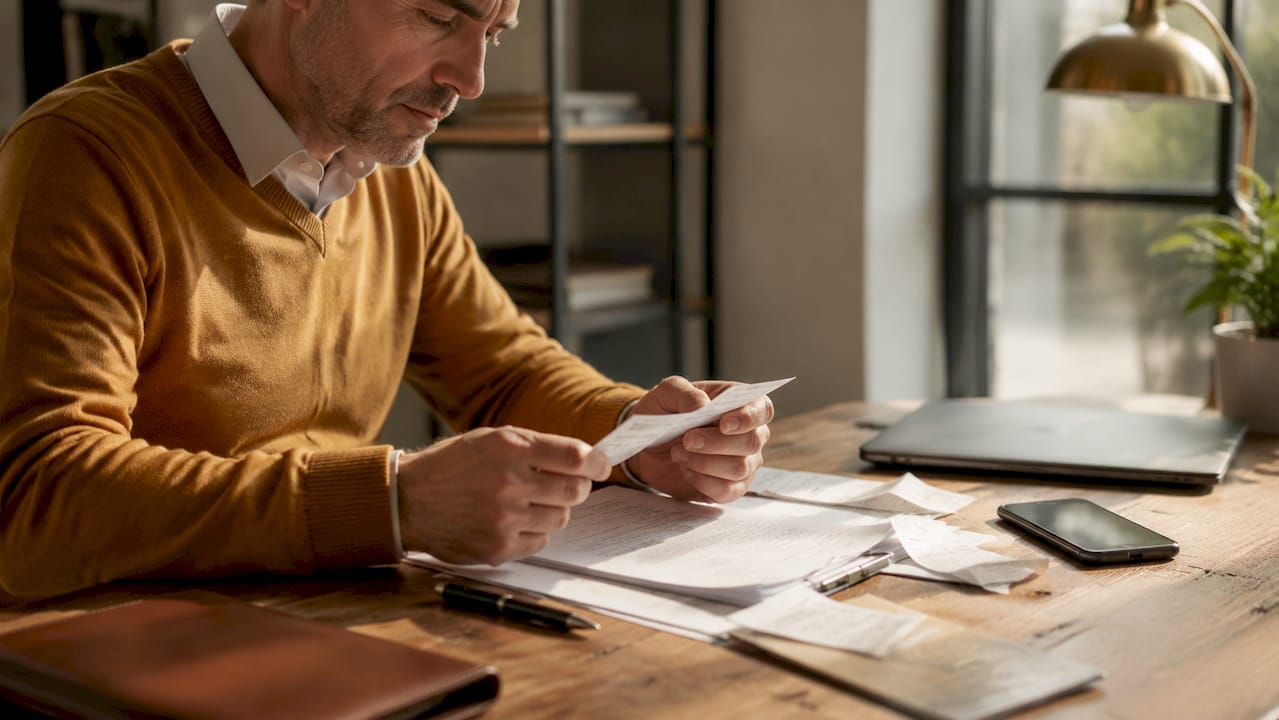 Hands sorting financial loan documents