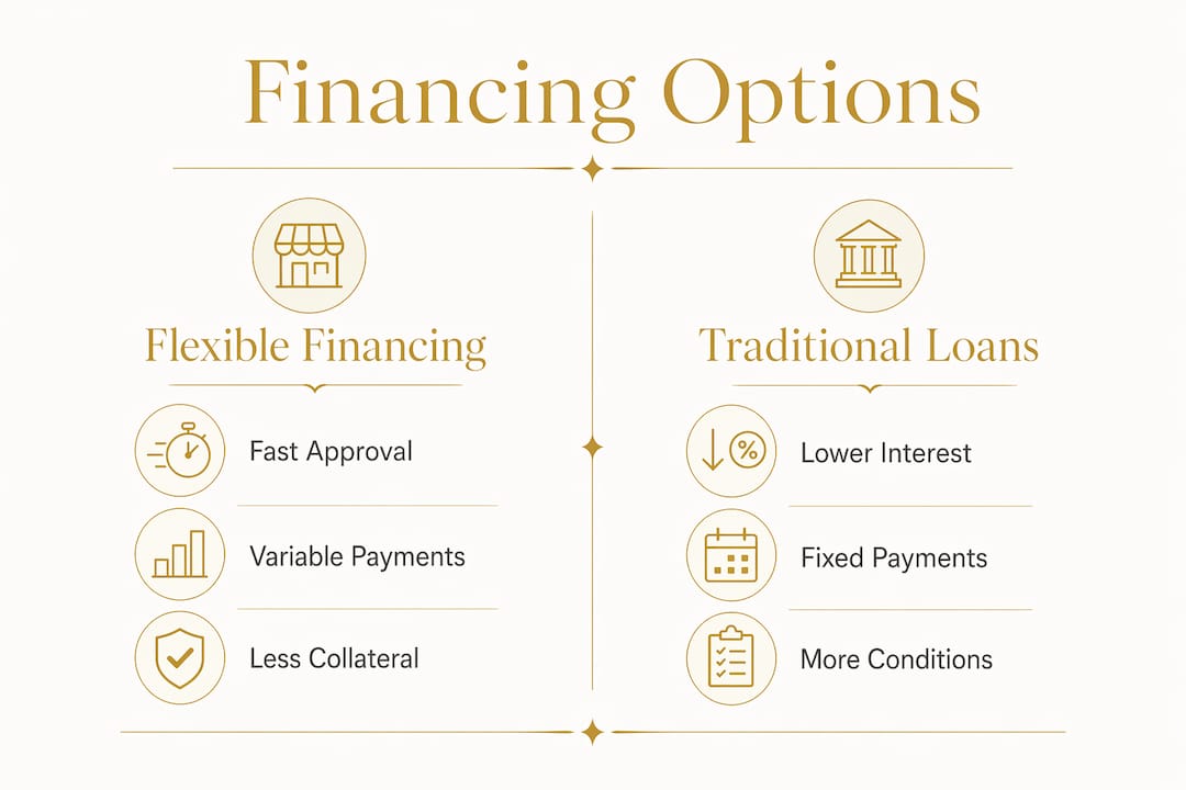Infographic comparing flexible financing and traditional loans