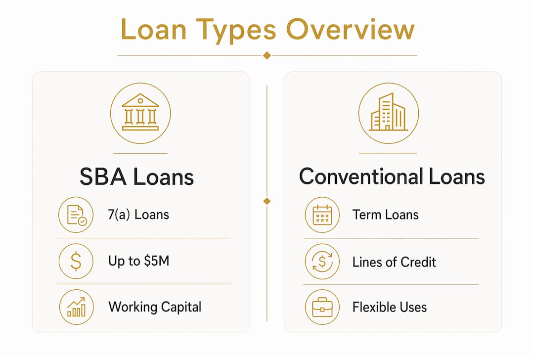 Infographic comparing SBA and conventional business loans