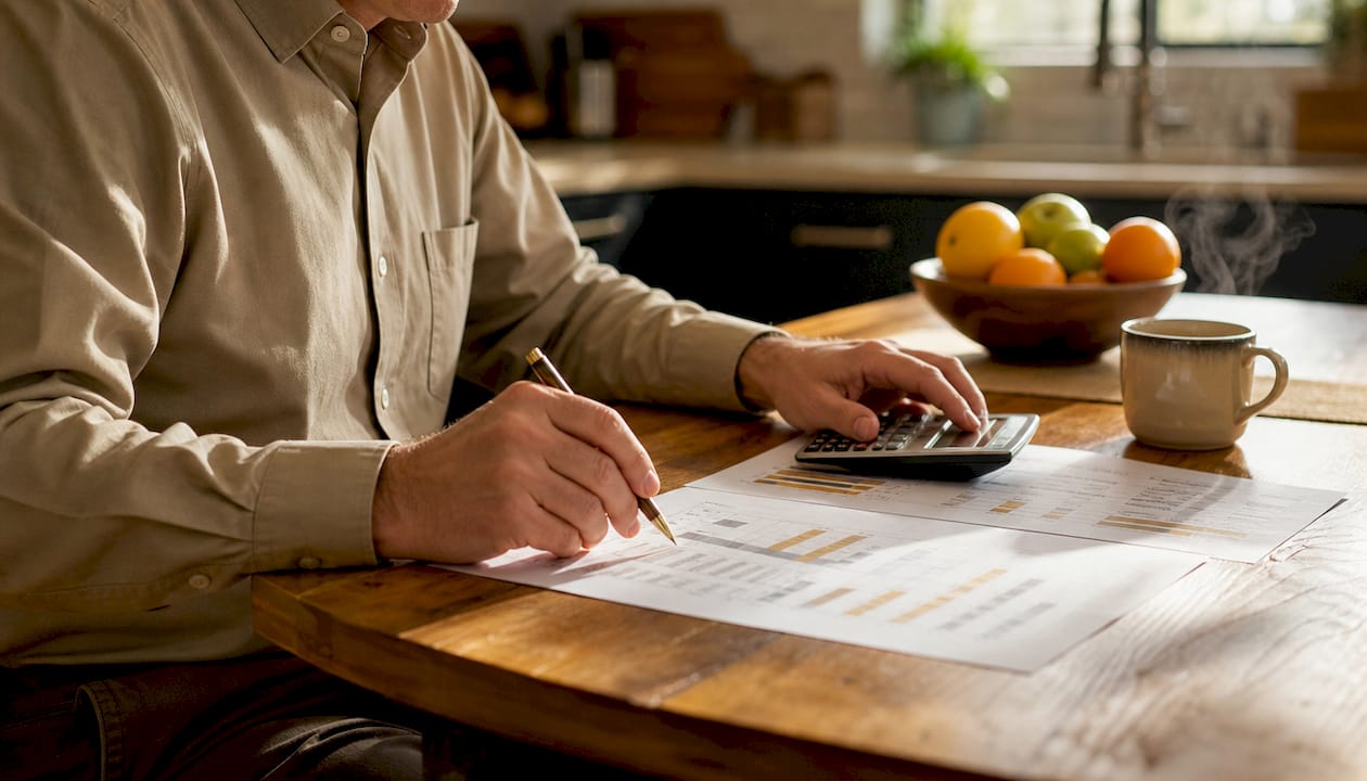 Hands pointing to cash flow financial documents