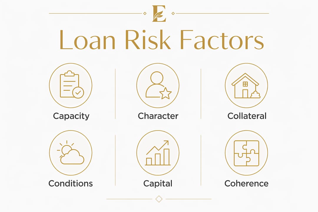 Infographic illustrating key business loan risk factors