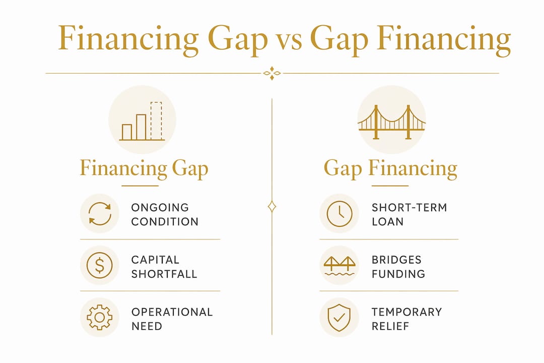 Infographic comparing financing gap and gap financing