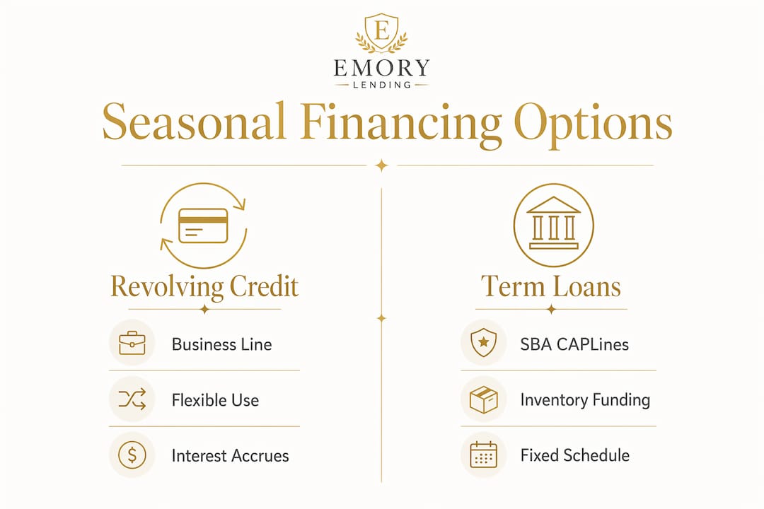 Infographic comparing seasonal financing types