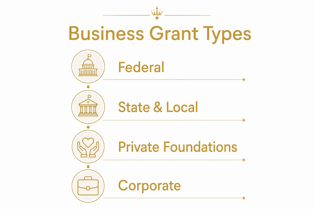 Infographic showing main types of business grants