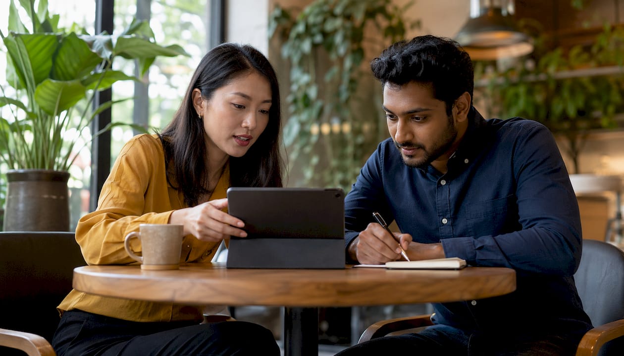 Business professionals collaborating on financing options