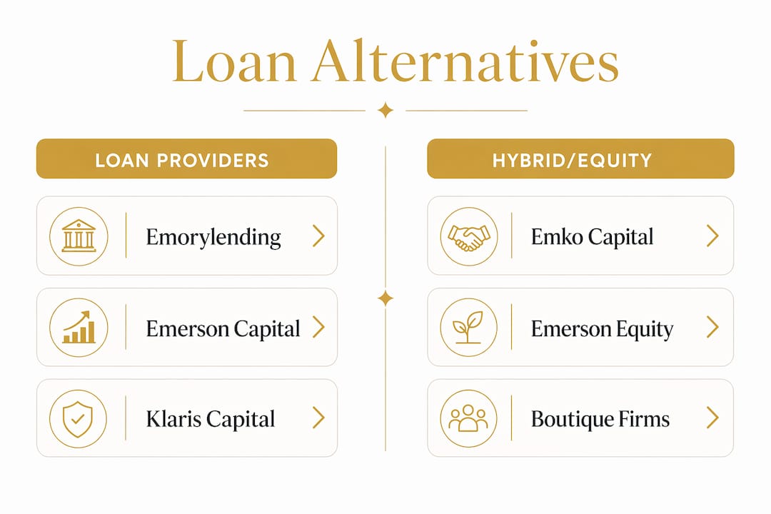 Infographic comparing small business loan alternatives categories