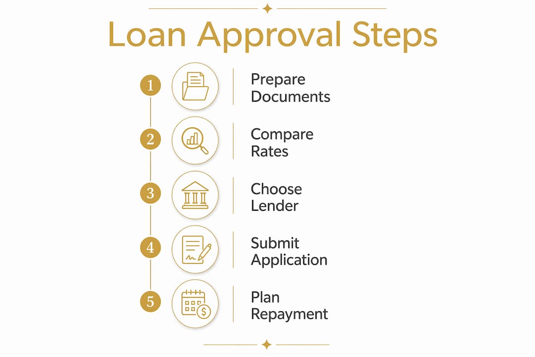 Infographic illustrating loan approval steps