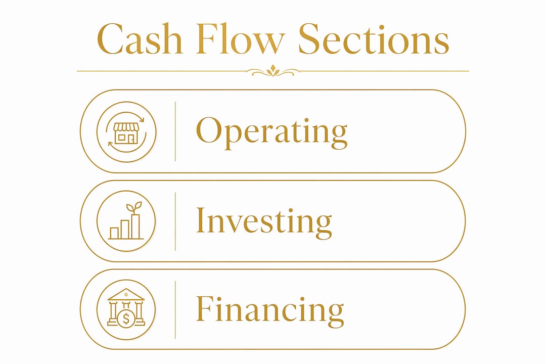 Infographic showing cash flow statement sections