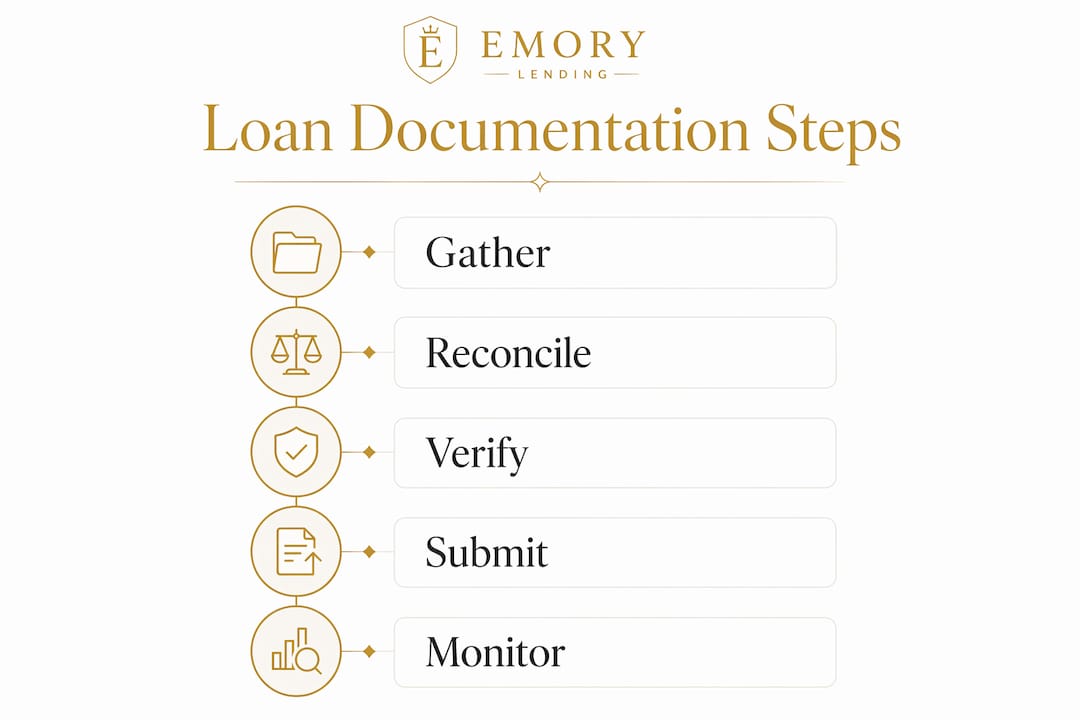 Infographic showing steps to prepare business loan documents