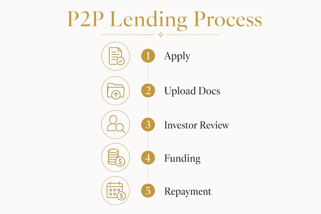 Infographic illustrating peer to peer lending steps