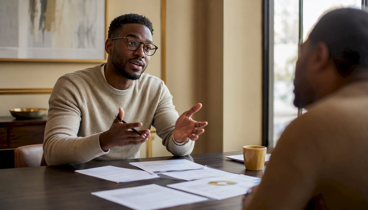 Financial advisor explaining collateral impact to client