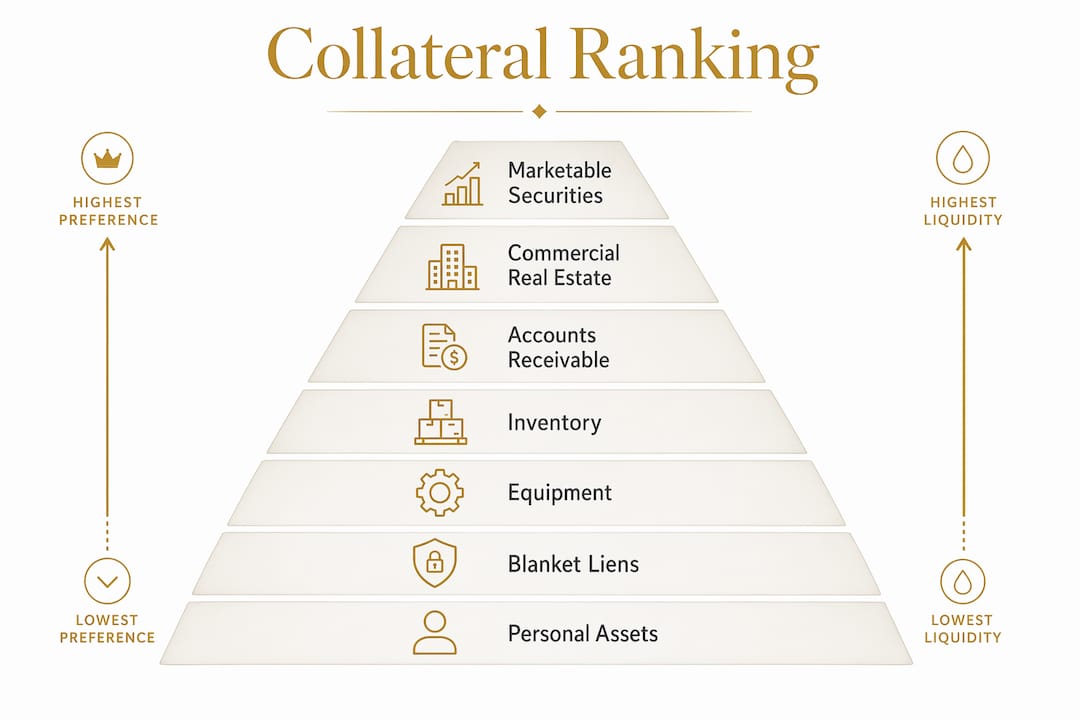 Infographic ranking common business loan collateral types