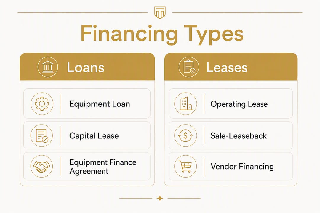 Infographic comparing equipment financing types