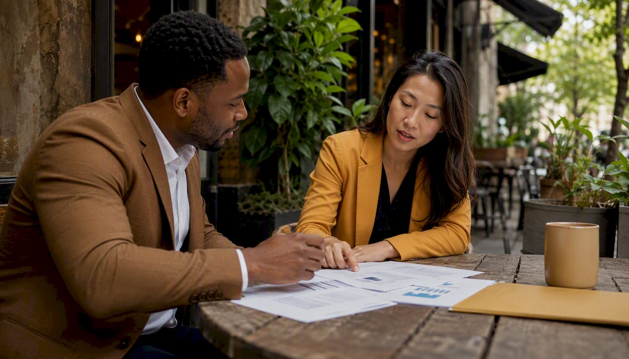 Professionals evaluating loan application documents