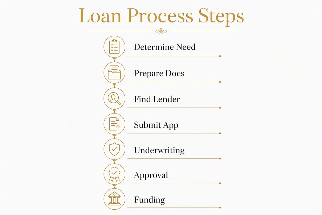 Infographic outlining business loan process steps