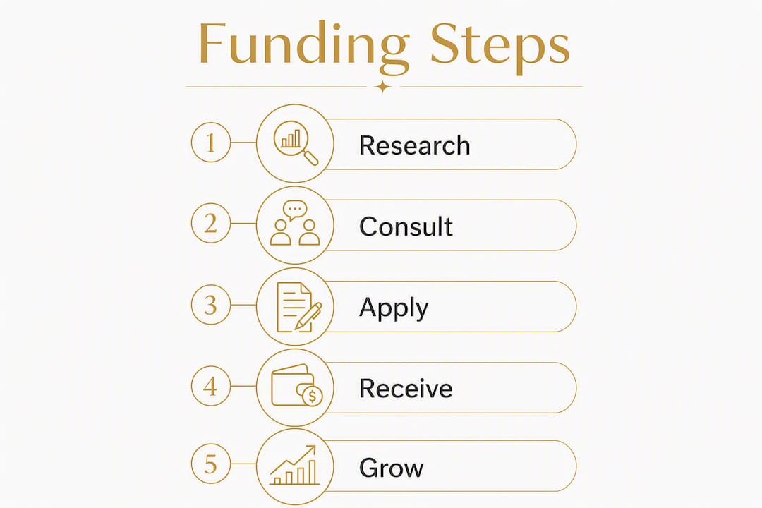 Infographic showing steps of business funding process
