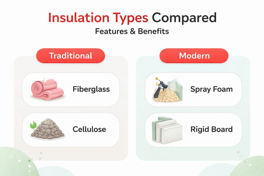 Infographic comparing insulation material types