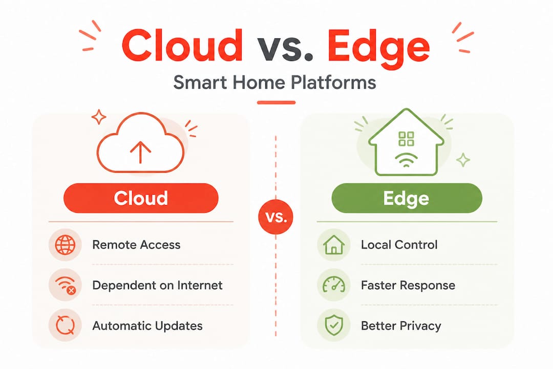 Infographic comparing cloud and edge smart home platforms