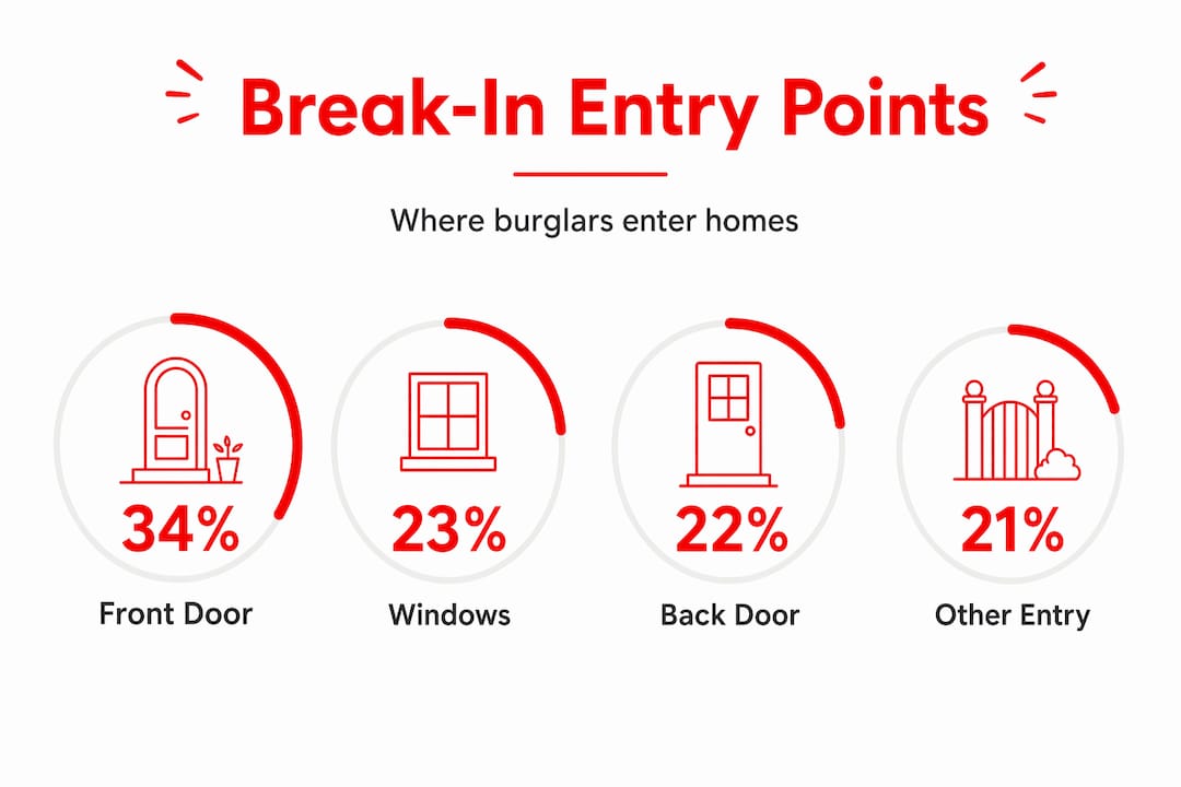 Infographic with statistics on home break-in entry points