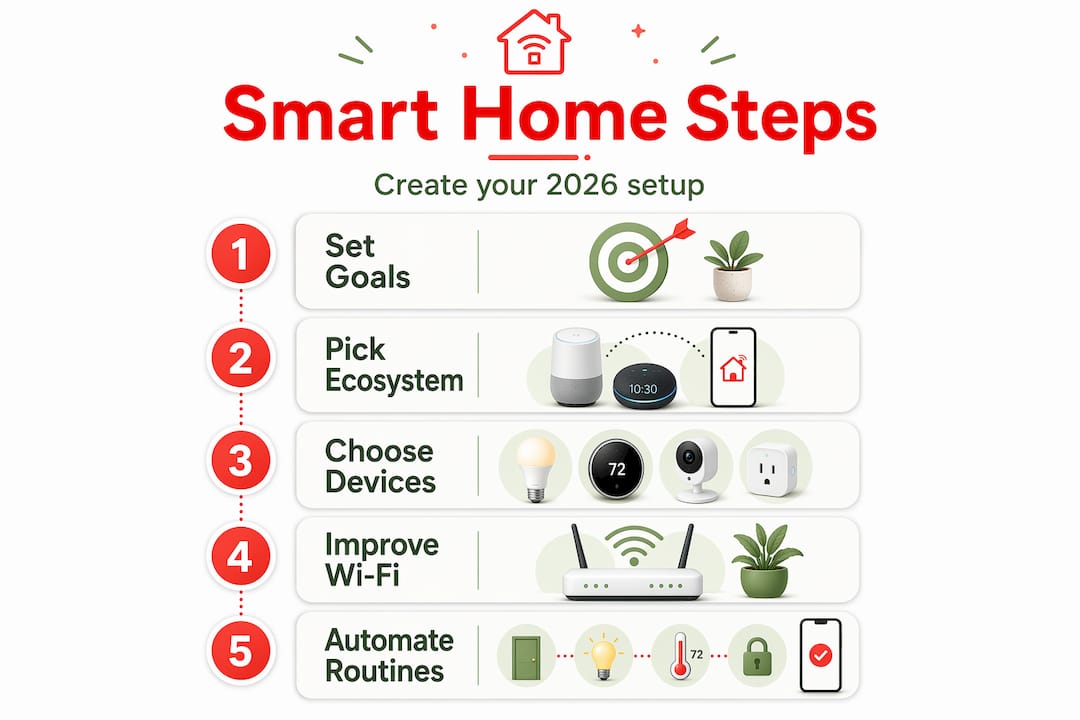 Infographic showing smart home setup steps