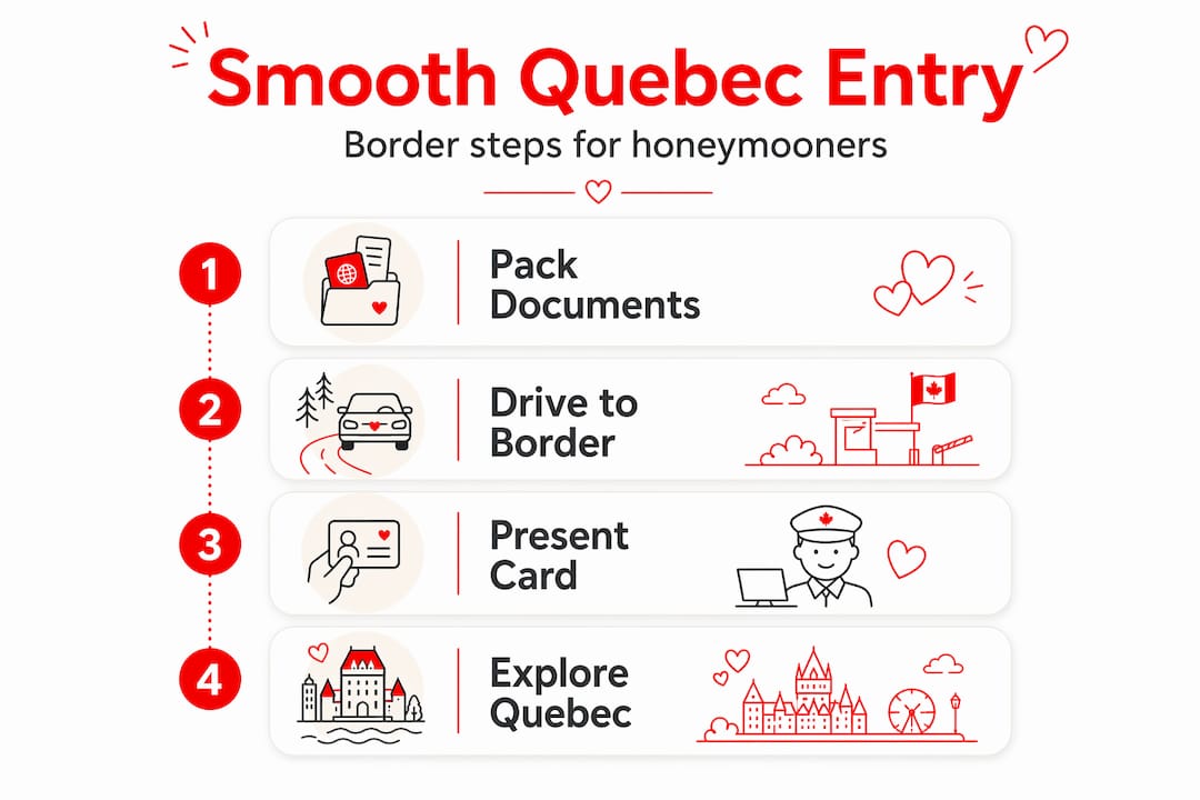 Infographic on Quebec border crossing steps