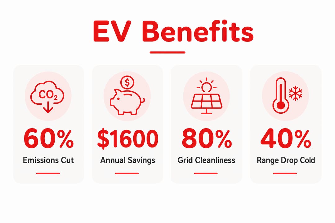 Infographic highlighting key electric vehicle benefits