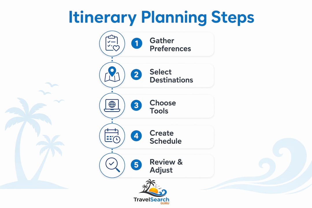 How to Coordinate a Family Group Travel Itinerary 2 Infographic outlining steps to plan family travel itinerary