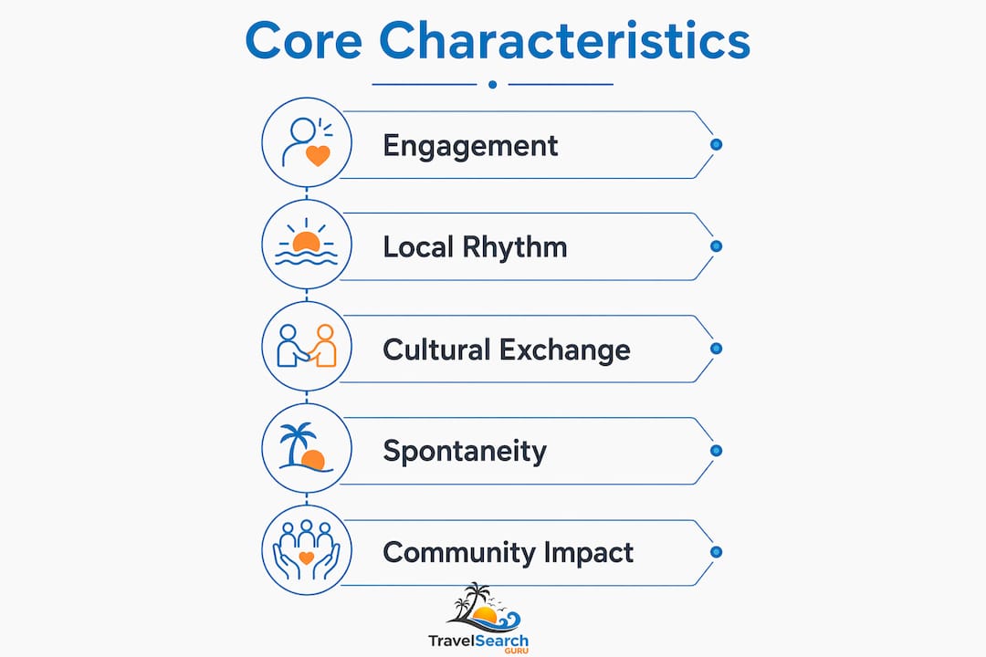What Is a Localized Travel Experience? Your 2026 Guide 2 Infographic showing core characteristics of localized travel