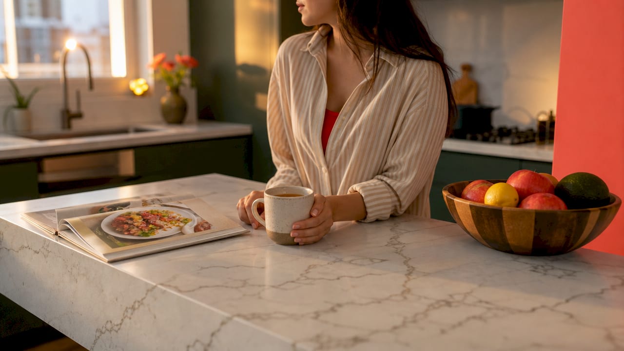Types of Kitchen Countertops: Top 10 Materials for 2026 2026 Lizard's Lunch Engineered quartz kitchen countertop close-up