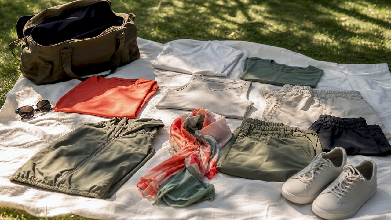 Guide to Packing Light: Minimalist Travel Tips for 2026 2026 Lizard's Lunch Overhead view of minimalist capsule wardrobe items