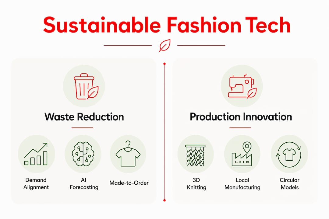 The Role of Technology in Fashion: 2026 Guide 2026 Lizard's Lunch Infographic comparing sustainable fashion technology methods