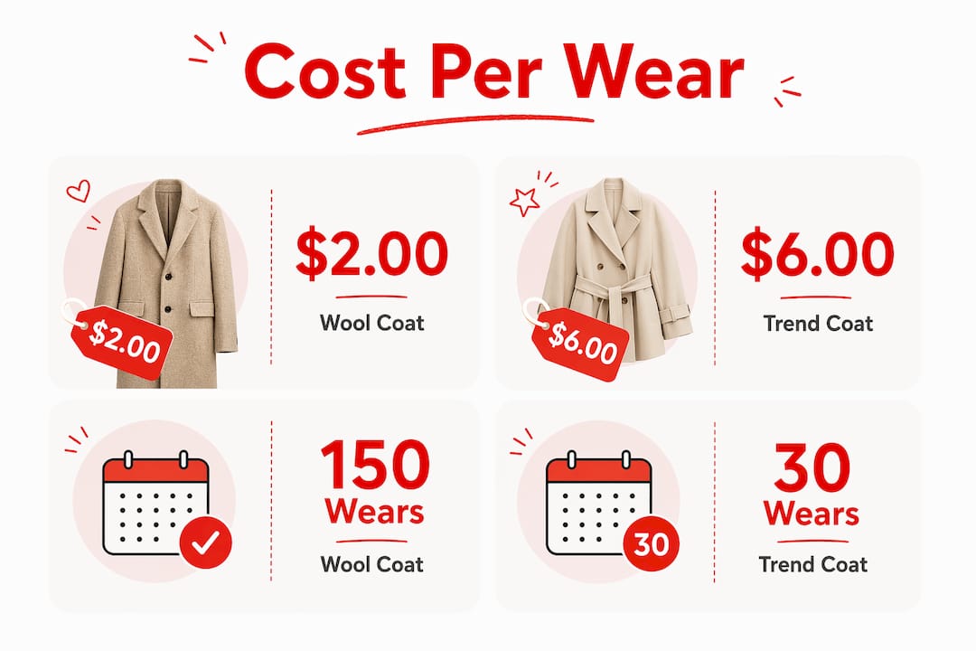 Infographic comparing cost per wear of garments