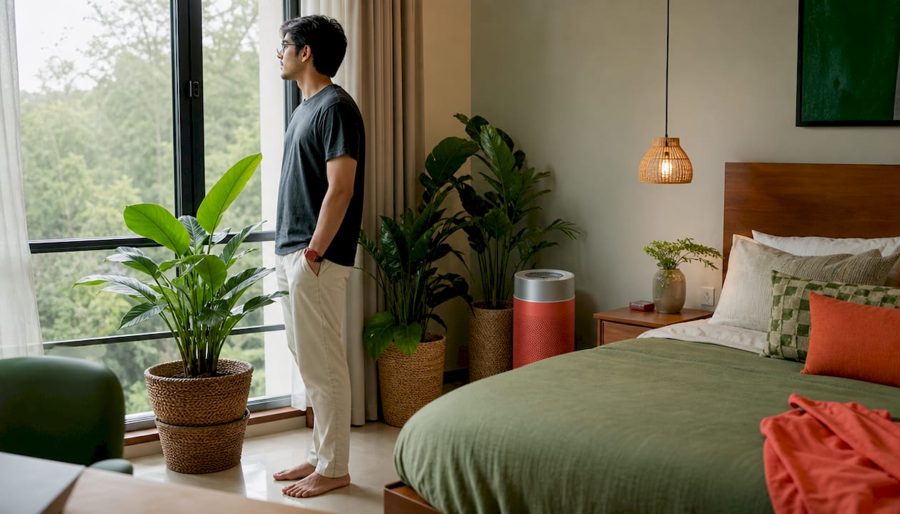 Why Eco-Friendly Hotels Are Worth Choosing in 2026 2026 Lizard's Lunch Guest enjoying fresh air in eco-friendly hotel room
