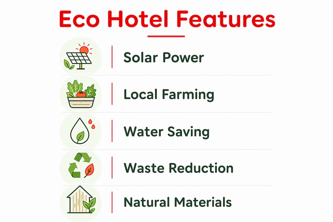 Why Eco-Friendly Hotels Are Worth Choosing in 2026 2026 Lizard's Lunch Infographic showing eco-friendly hotel feature steps