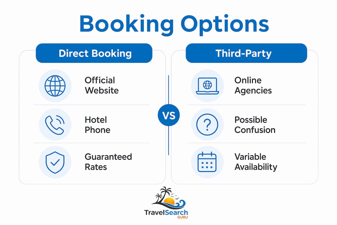 Dreams Palm Beach Is Now Jewel Palm Beach: 2026 Guide 2 Infographic comparing direct hotel booking versus third-party options