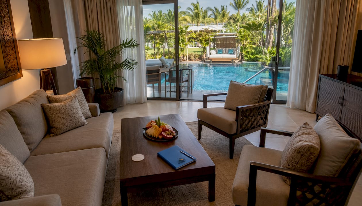 Swim-up suite room with pool access at resort