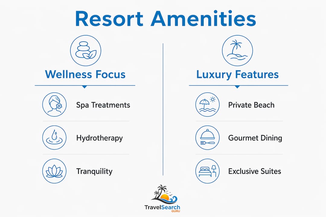 Infographic showing wellness vs luxury amenities