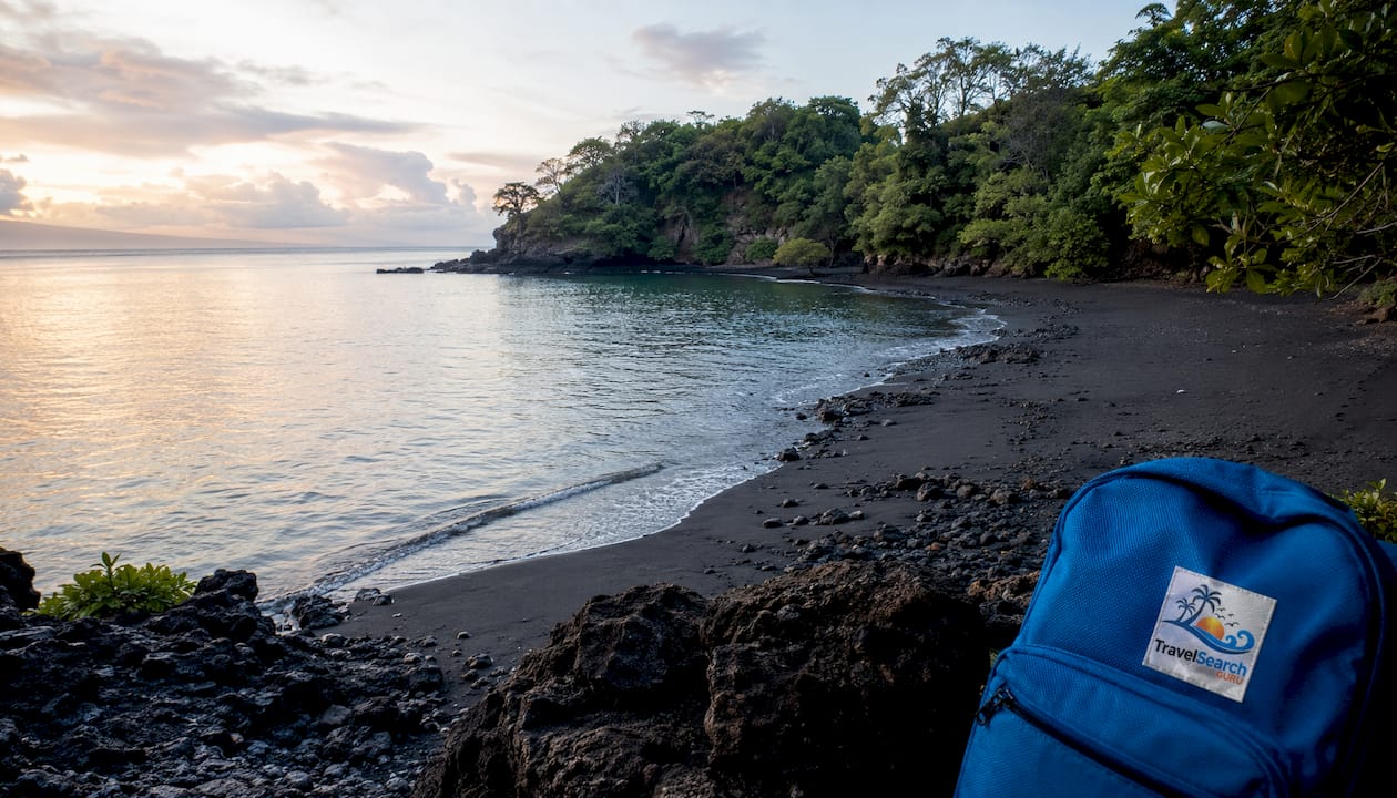 Volcanic black sand beach at Secrets Papagayo