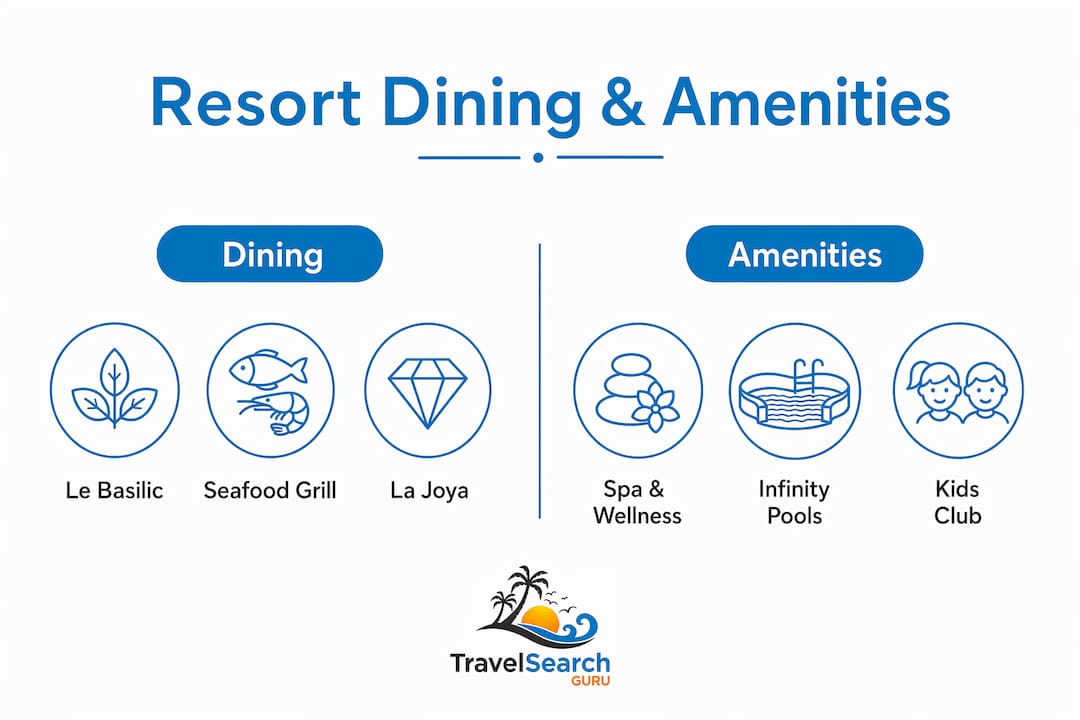 Grand Fiesta Americana Coral Beach: 2026 Resort Guide 2 Infographic comparing resort dining and amenities