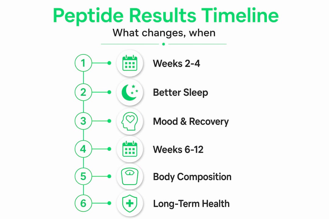 Vertical timeline of peptide therapy results