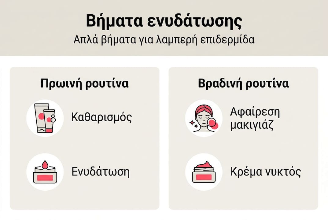 Οδηγός με τα απαραίτητα βήματα για σωστή ενυδάτωση του προσώπου