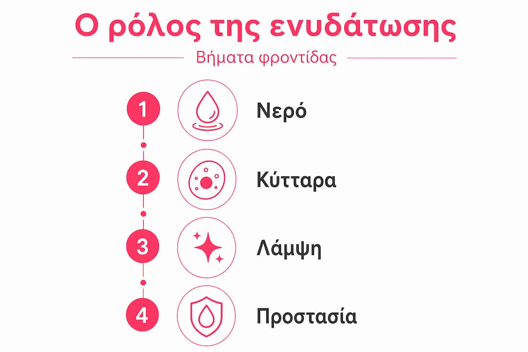 Εικονογραφημένος οδηγός με βασικά βήματα για σωστή ενυδάτωση στα ελληνικά