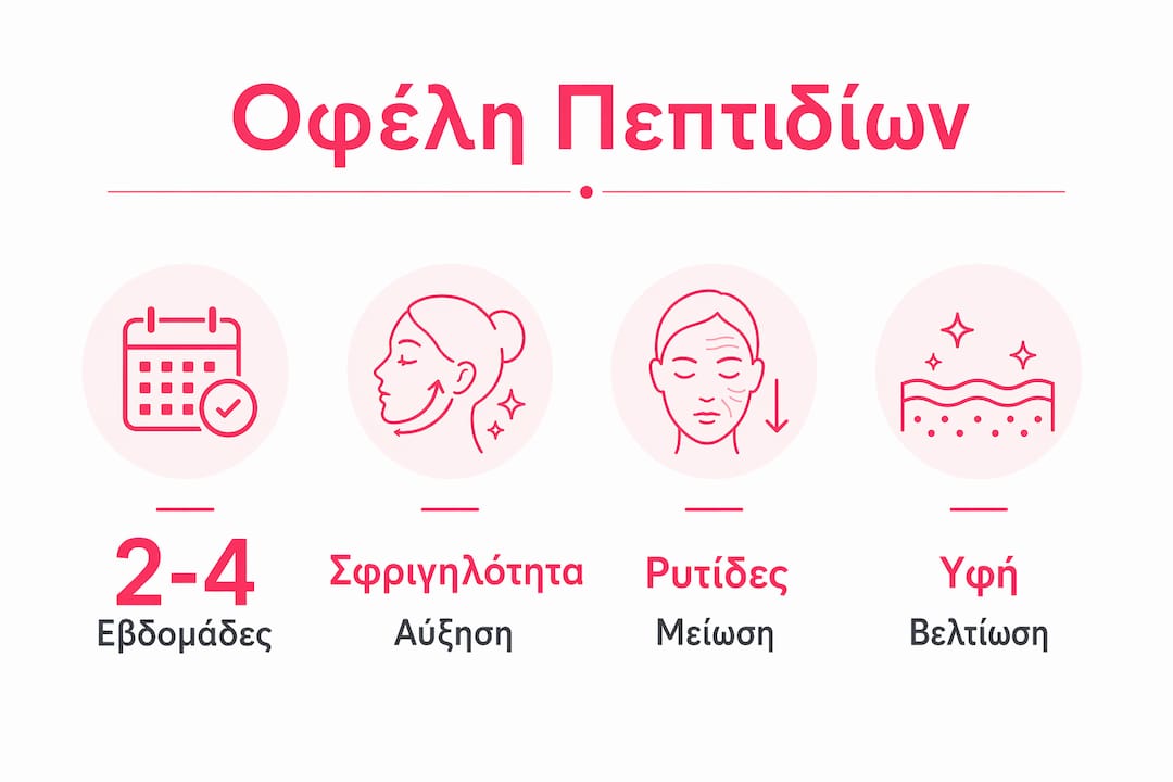 Γραφικό με τα οφέλη των πεπτιδίων στην περιποίηση της επιδερμίδας