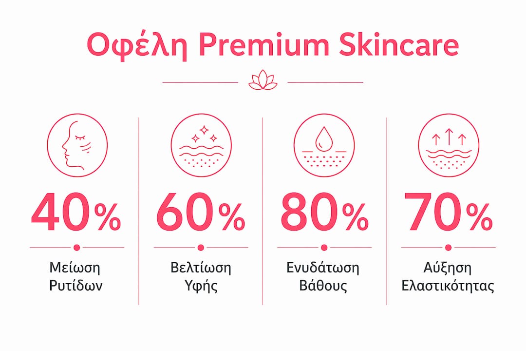 Αναλυτικό infographic με τα βασικά οφέλη της premium περιποίησης προσώπου και εντυπωσιακά στοιχεία που αξίζει να γνωρίζεις.