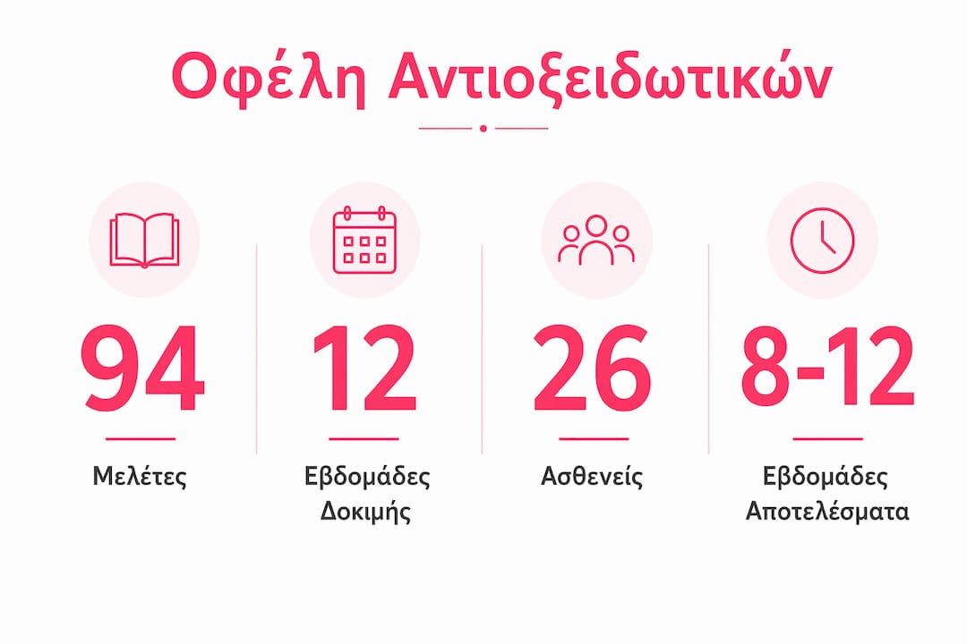 Αναλυτικό infographic με ενδιαφέρουσες στατιστικές για τα αντιοξειδωτικά και τη δράση τους στον οργανισμό.