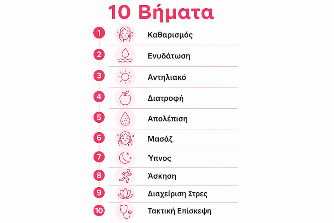 Οδηγός σε εικόνες: Τα 10 βασικά βήματα για να διατηρήσεις τη νεανικότητα της επιδερμίδας σου